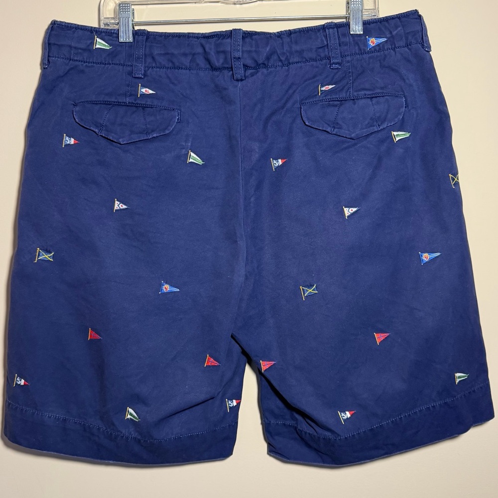 VTG Polo Ralph Lauren Shorts Men 36x10 Navy Embroidered Nautical Flag Knot Chino - Picture 2 of 12
